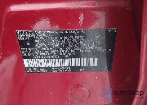 2014 Toyota Rav4 Limited from USA, damaged, VIN 2T3DFREV4EW199503